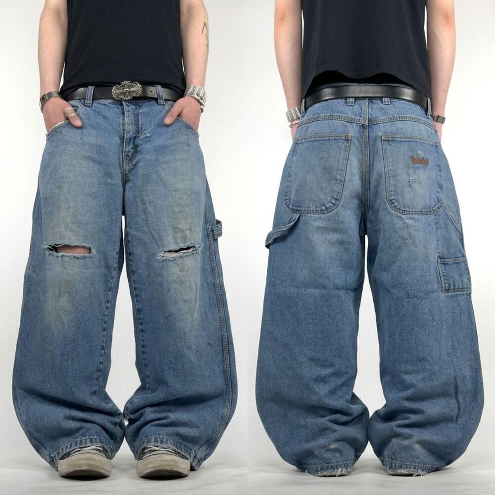 Vintage y2k embroidered timberland grunge archive baggy skater jeans